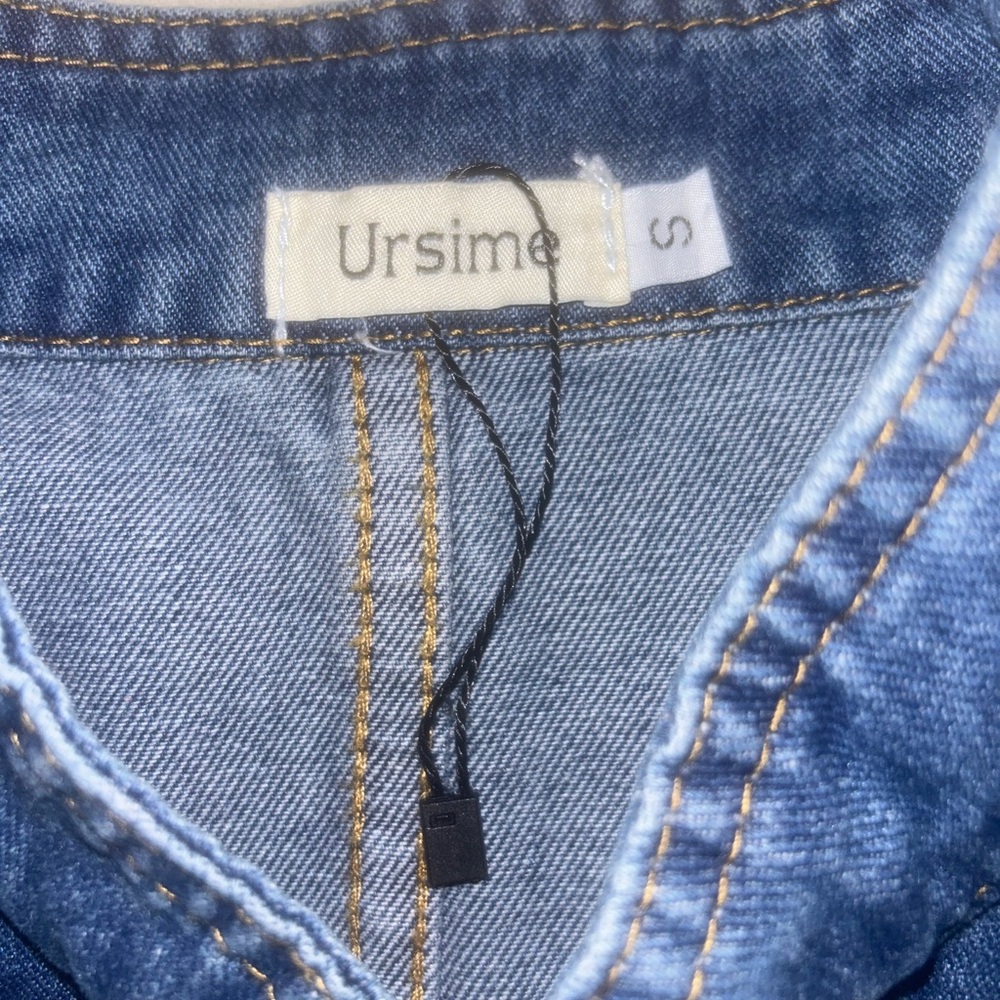 Military Style Denim Jacket with Silver Buttons - Picture 6 of 6